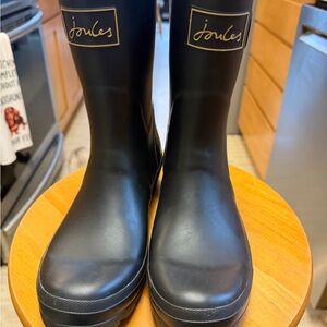 Joules Black Boots with Gold Logo Size 7